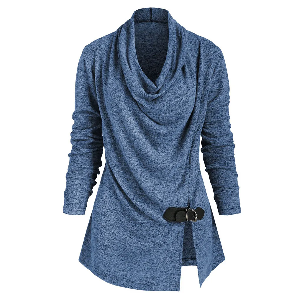 Женская блузка женская одежда осень 2020 однотонная с высоким воротником и длинным