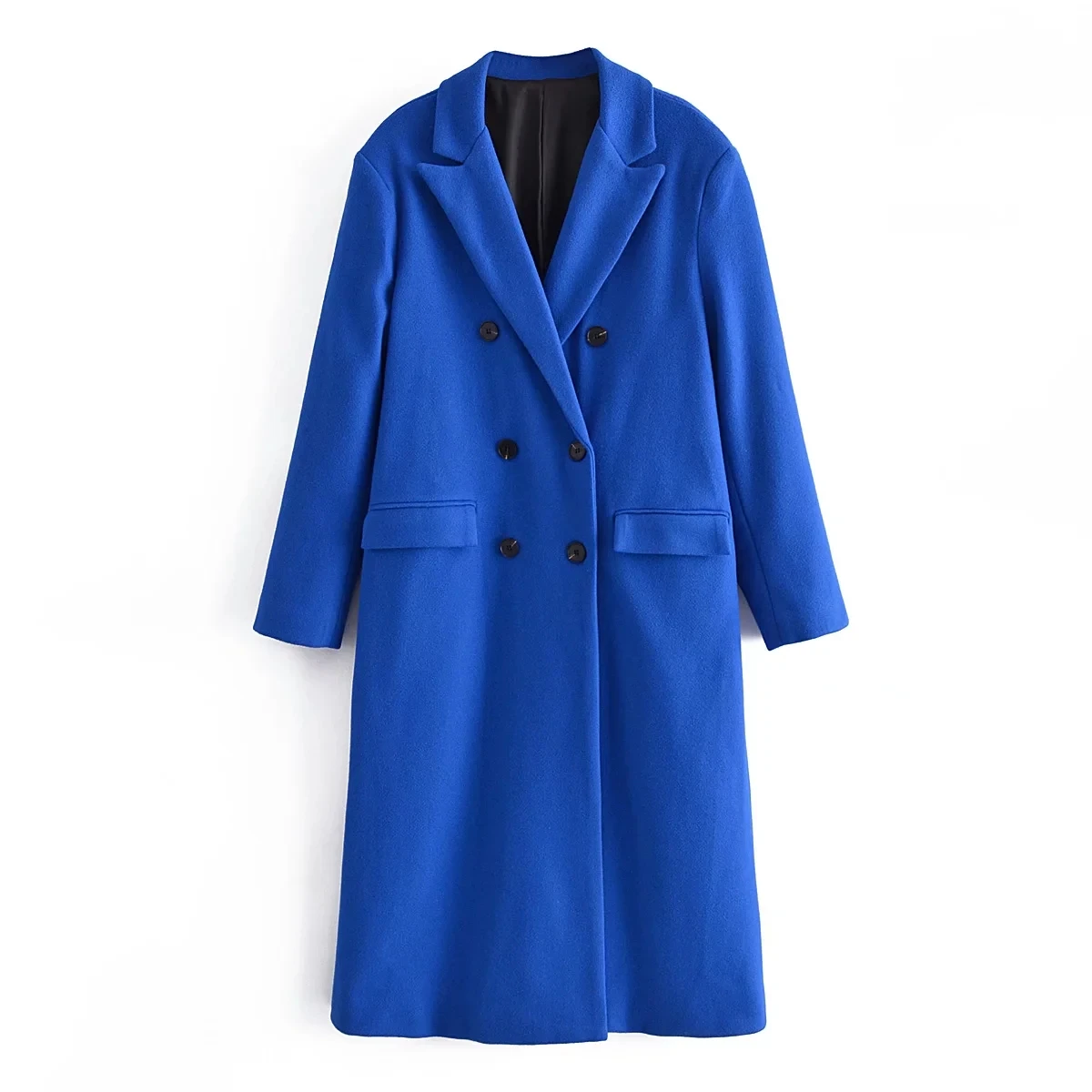 

New Autumn Women Blazer Double Breasted Long Jacket Slim Outwear Elegant Overcoat OL Suits Coat Female Faux Woolen Overcoat