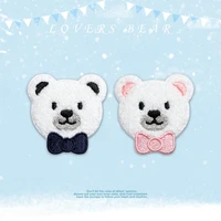 couple teddy bear with bowknot patch for clothing heat transfer patchwork for children diy t shirt decoration cloth sticker