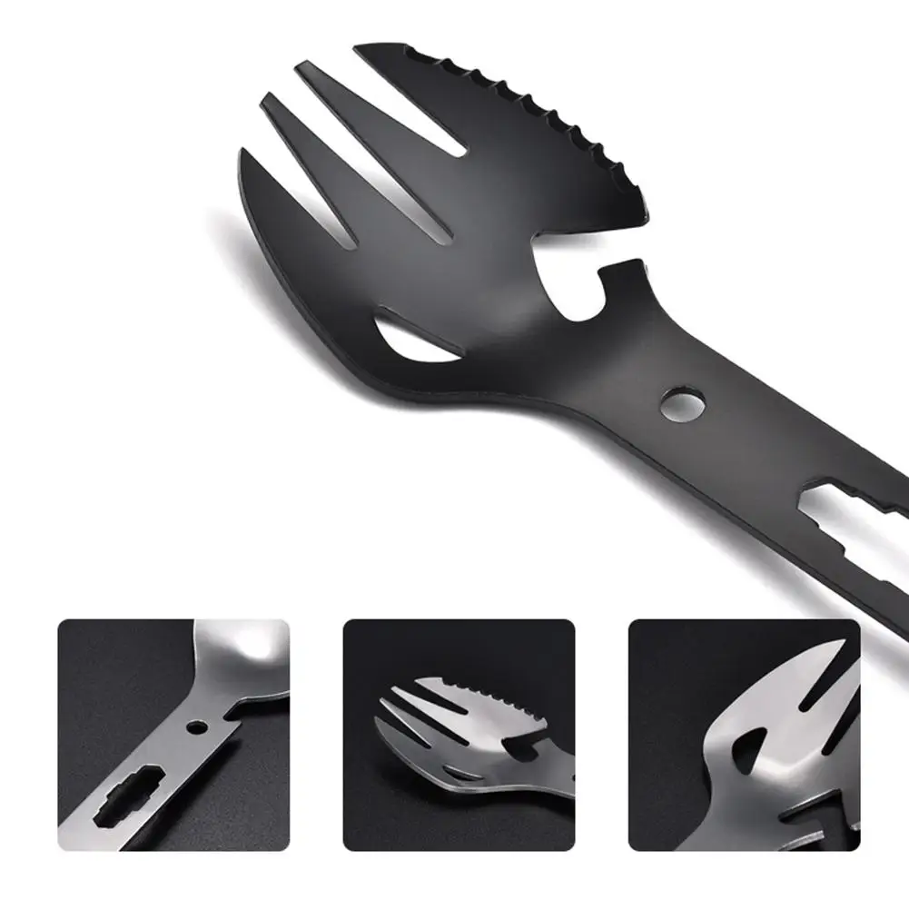 6-in-1 Dinner Spoon Fork Titanium Spork with Bottle Opener Lightweight Outdoor for Travel Camping Backpacking | Спорт и развлечения