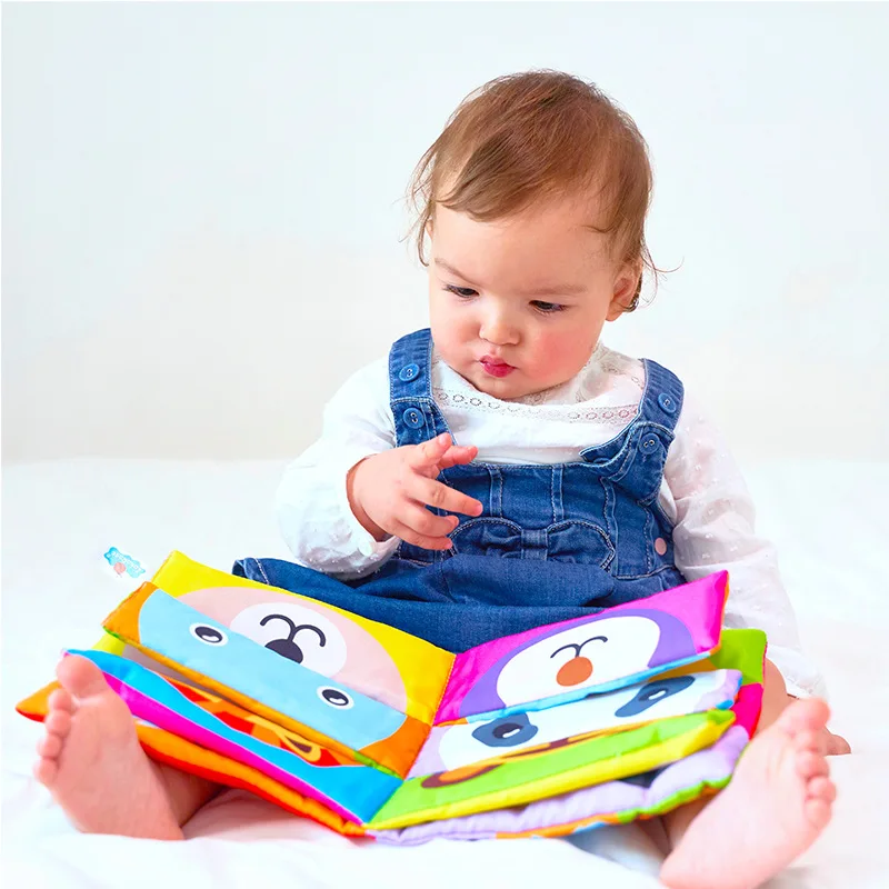

Детская 3D тканевая книга, Мультяшные животные, лицо, подходящая ткань, книга Монтессори, интерес, мудрость, раннее образование, детская игру...