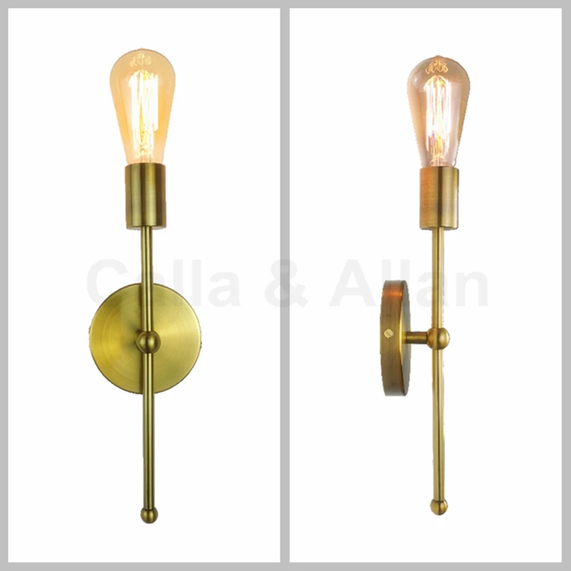 Качественный латунный настенный светильник с прямым креплением медная