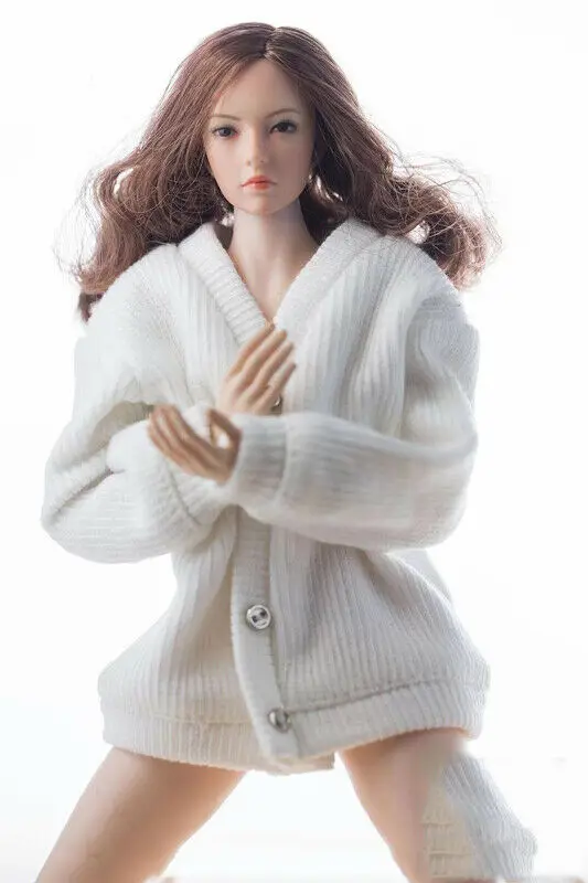 

1/6th White sweater Coat Model For 12" TBLeagure HT Female Body Doll
