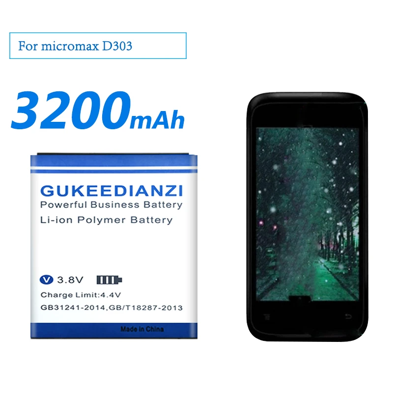 GUKEEDIANZI для D303 MICROMAX аккумулятор мобильного телефона 3200mAh Замена литий-ионного