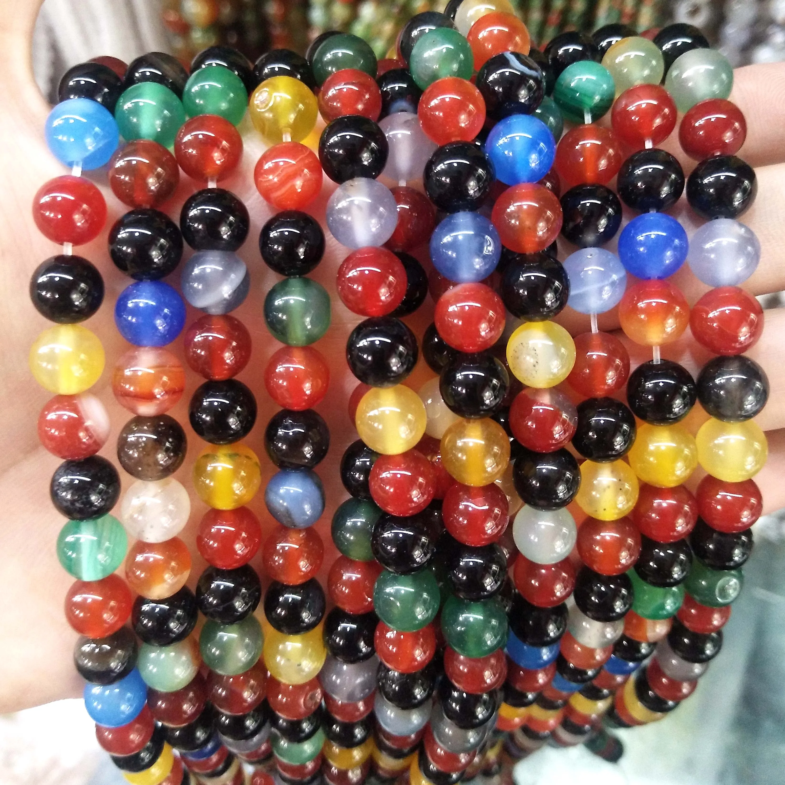 Colorful agate Натуральный камень агат Стекло круглый незакрепленный камень бусины для самостоятельного изготовления ювелирных изделий браслет материал ожерелья 4681012 мм - Цвет: Colorful agate