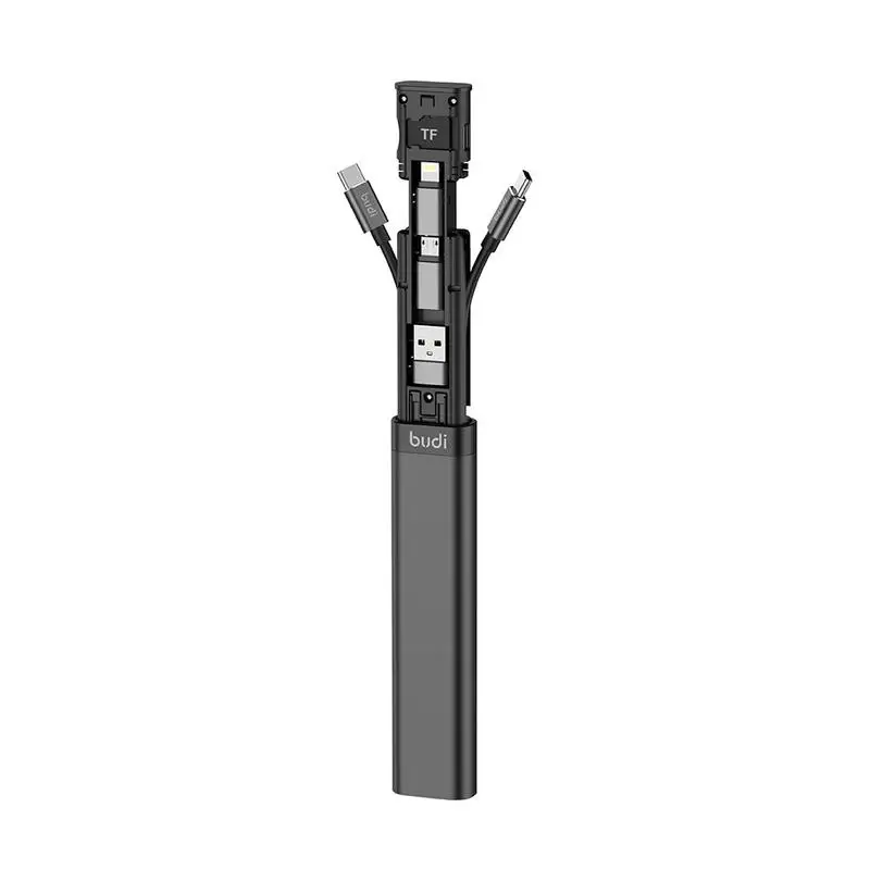 Budi Multi-functional Cable Stick Smart Adapter Card Storage Data Cable Usb Box Universal 15w Wireless Charger for Iphone Huawei