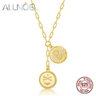 ALLNOEL 925 Серебряное ожерелье Двойная монета стрелы в форме ракушки гравировка ожерелье подарок 500 мм Регулируемая цепочка высокое качество 2022 Новинка