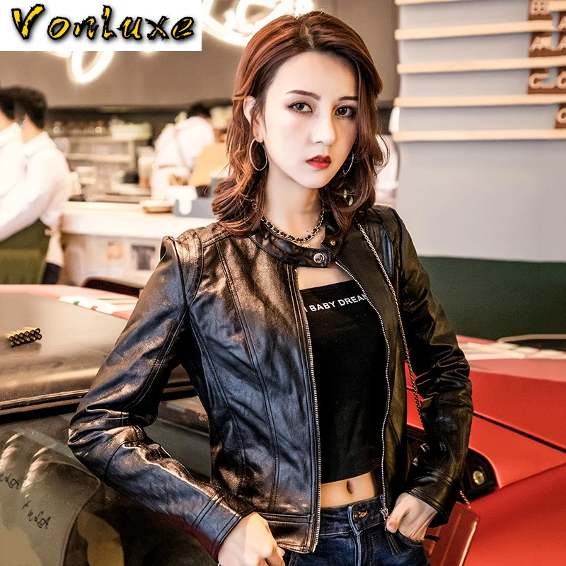 Брендовая мотоциклетная куртка из искусственной кожи Женское зимнее осеннее