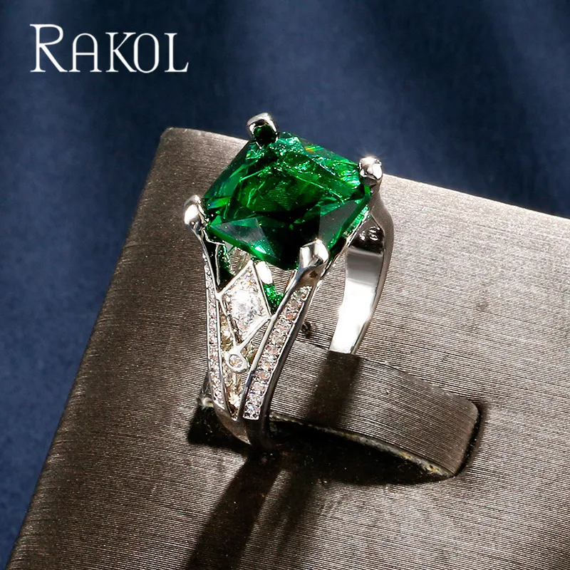 RAKOL роскошное классическое кольцо в форме кубоида для невесты с кубическим