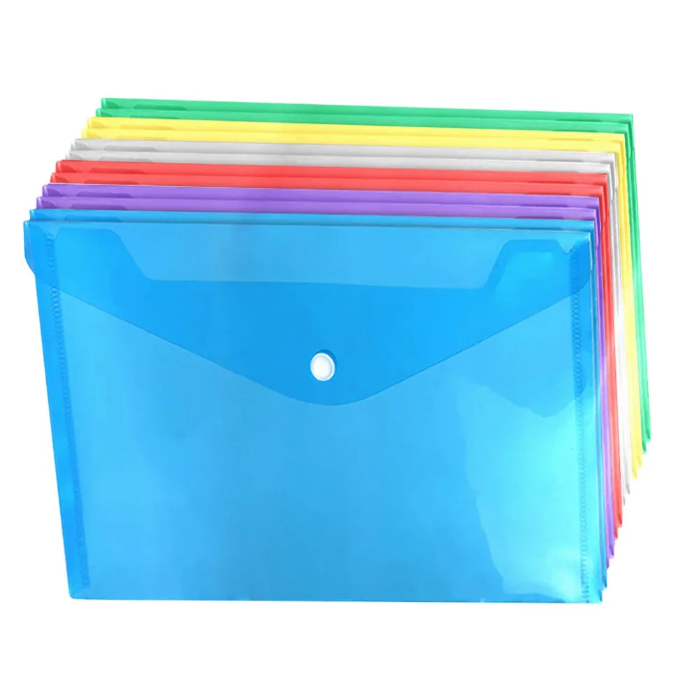 

12pcs Snap-fastener File Bags A4 Colorful Document Storage Bag Organizer