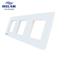 welaik eu 3frame 22280mm white wall socket outlet square hole crystal tempered glass panel only diy parts a3888w1
