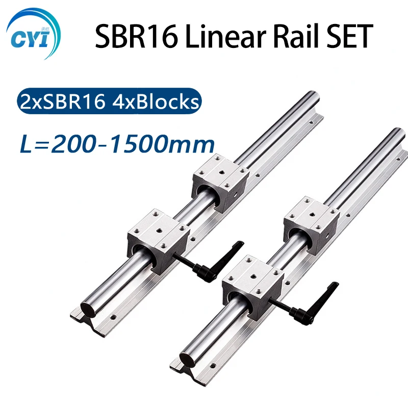 Направляющая для линейного подшипника SBR16, 2 шт., 300 400 500 600 1000 1200 1500 мм + 4 шт. SBR16UU, линейные подшипниковые блоки для ЧПУ