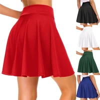 womens basic versatile stretchy flared casual mini skater skirt red black green blue short skirt hot