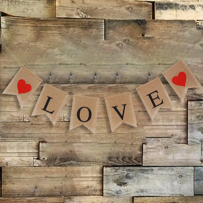 Wedding Decoration Burlap DIY LOVE BE MINE Banner Valentine's Day Gift Romantic Garland Marriage bride wedding party supplies | Дом и сад