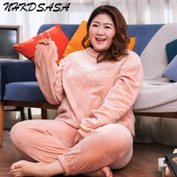 women winter pajamas set thick warm flannel homewear winter lounge wear female plus large size 6xl warm home clothes suit