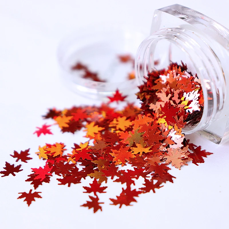 Осенние блестки в виде кленового листа зернистые хлопья для украшения ногтей