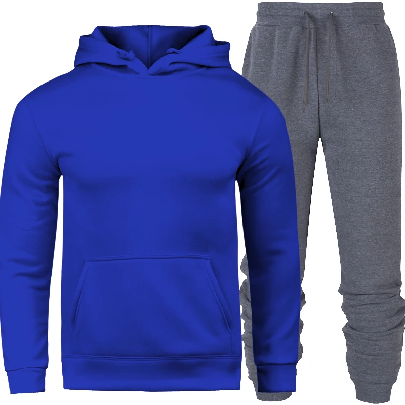 

Men Tracksuit Outerwear Hoodie Set 2 Pieces Autumn Sporting Track Suit Male Fitness Stand Collar Sweatshirts Jacket + Pants Sets
