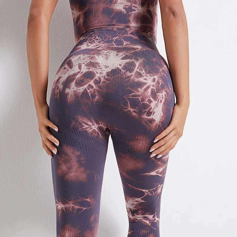 

2021 High Waist Leggins Women Seamless Yoga Pants Tie-Dye Stretch Leggings Breathable Wicking Summer Gym Clothing Running Women