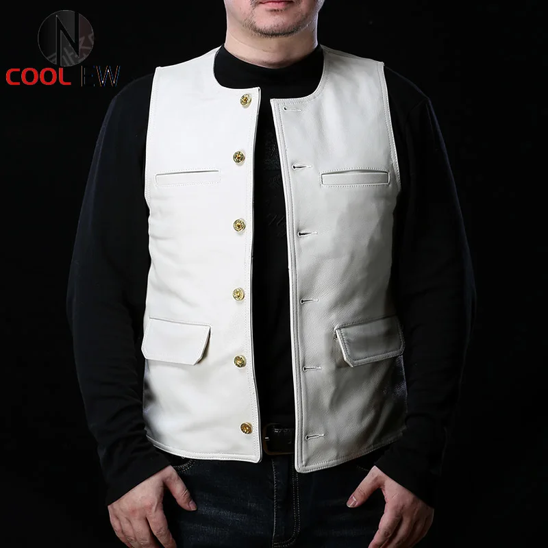 

AF Super Offer! Read Description! Asian Size Super Quality Cowhide Vest Men's Cow Leather Vest