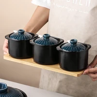 black ceramic spice seasoning pot three piece salt pepper pepper bottle kitchen food storage container sugar bowl seasoning box