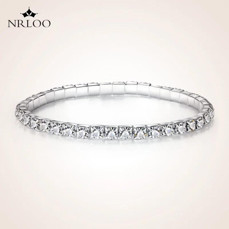

1-12 Rows of Full Zircon Bracelets Single Row Crystal Elastic Ladies Jewelry Gift Rhinestone Bracelet Elegant Female Bracelet