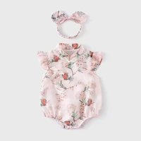 korean style newborn baby romper set short sleeve girls clothes summer clothing thin with floral print chinese frog 0 3 years