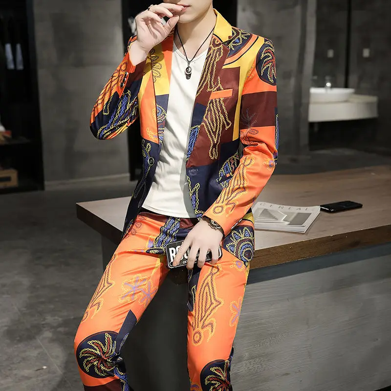 Жаккардовый деловой мужской костюм джентльмена из 2 предметов свадебный в