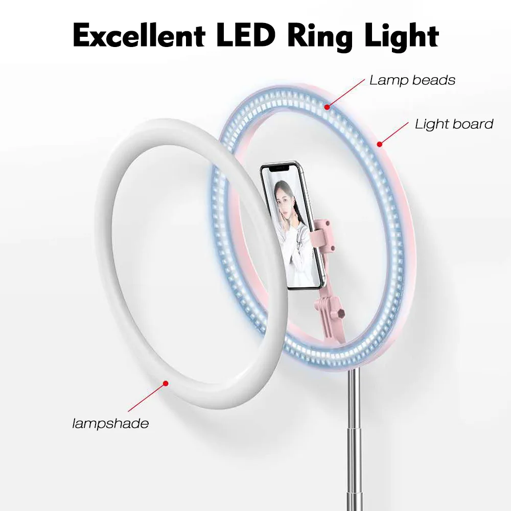 Светильник для селфи с регулируемой складной подставкой 3 режима 128 светодиодный