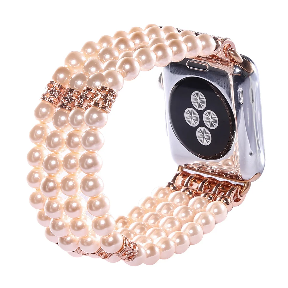 Ремешок для Apple Watch band 42 мм 44 40 38 цветной удобный браслет ручной работы с жемчугом