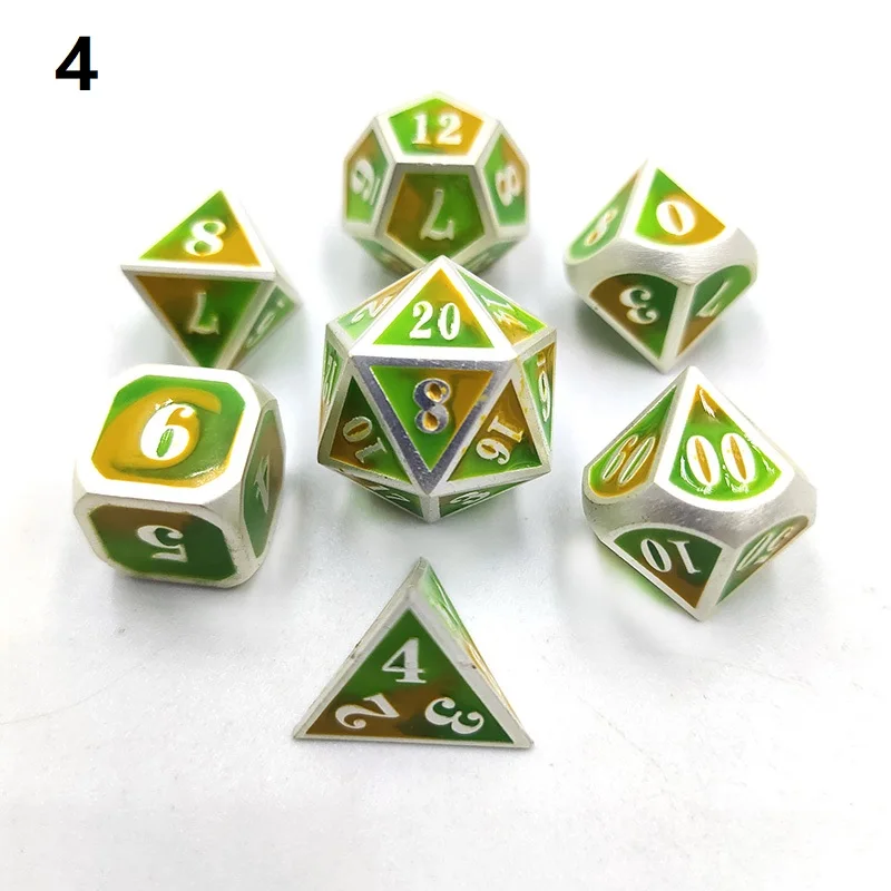 7 шт./компл. металлические кубики для настольных игр D4 D6 D8 D10 D12 D20 MTG|Кубики| |