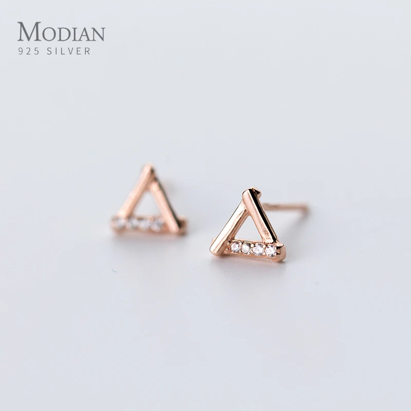 Modian 925 стерлингового серебра розовое золото Цвет Стад Серьги Модные Ювелирные