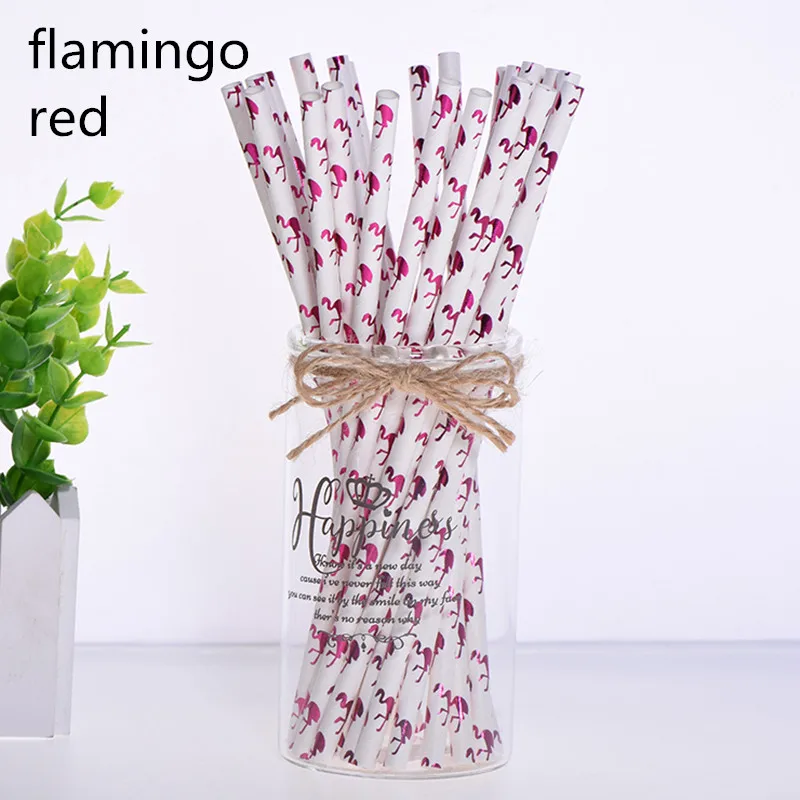 flamingo red 25 шт торт Топпер бумажные соломинки с фламинго для дня рождения украшения дети взрослые выпускные поставки одноразовые Коктейльные трубочки - Цвет: flamingo red