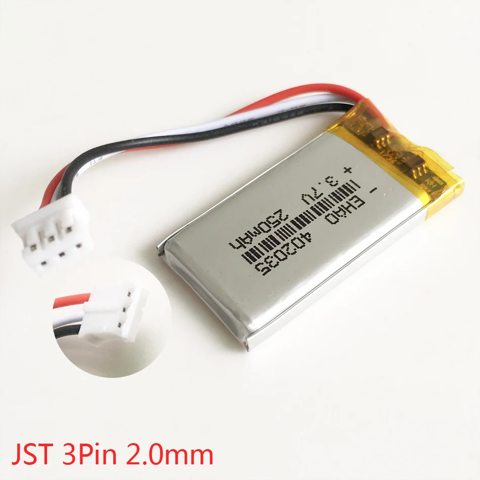 3 7 V 250mAh 402035 литий полимерная LiPo аккумуляторная батарея JST PH 2 0 мм 3pin разъем для GPS Mp3