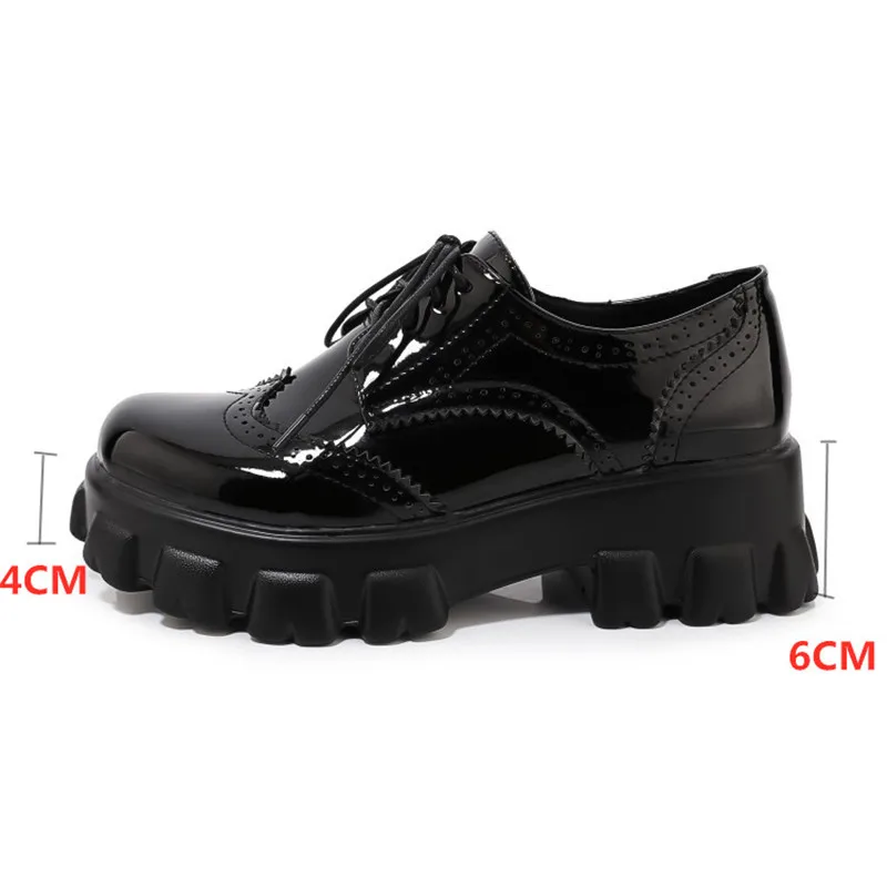 PXELENA Large Size 34-45 British Women Oxfords Wingtip Chunky Platform Punk Rock Gothic Creepers Lace Up Casual Comfort Shoes 45 | Обувь