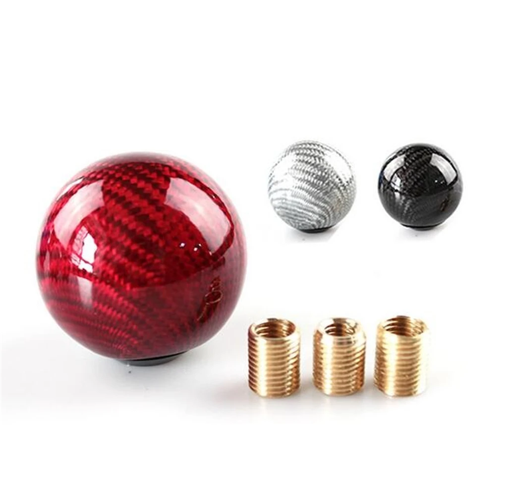 

Универсальная автомобильная красная серебристая алюминиевая ручка переключения передач из углеродного волокна рычаг переключения переда...