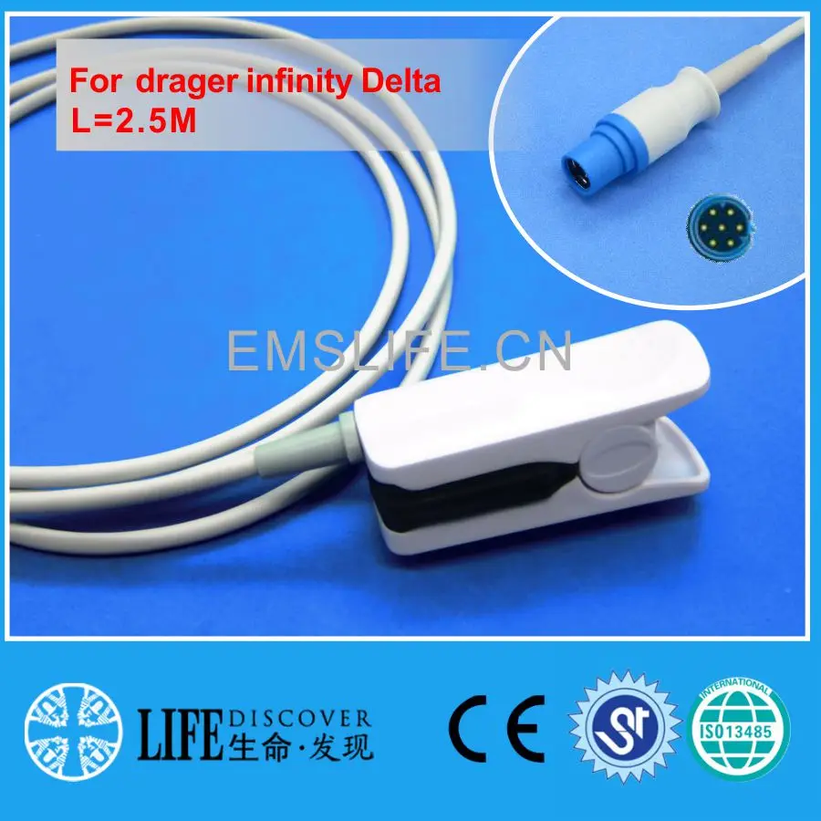 Длинный Calbe взрослый MR палец клип SPO2 датчик для драгера Бесконечность Дельта| |