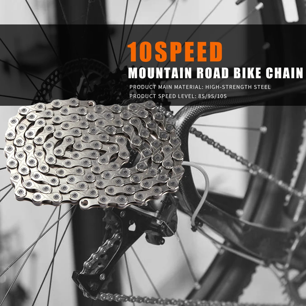 

Bicycle 110 Links Chains MTB Road Bike Chain with Magic Buckle Cycling Equipment for Outdoor Caring Personal Bicycle Supply