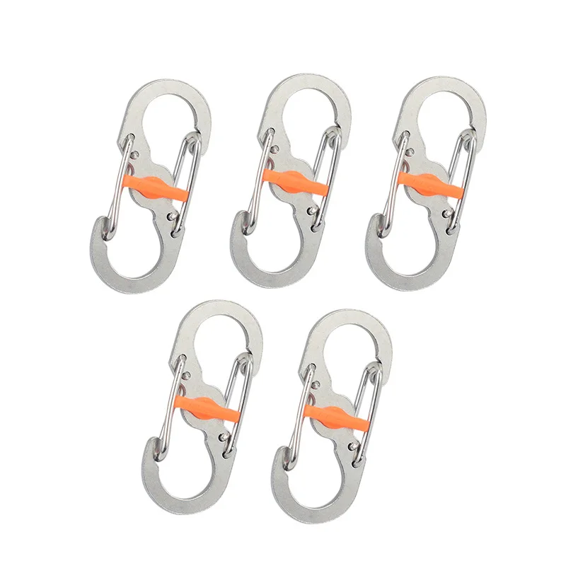 

5Pcs Outdoor Camping Carabiner Keychain with Lock 8 Shaped S Buckle Anti-theft Backpack Buckle Anti-dropping Metal Climbing Clip