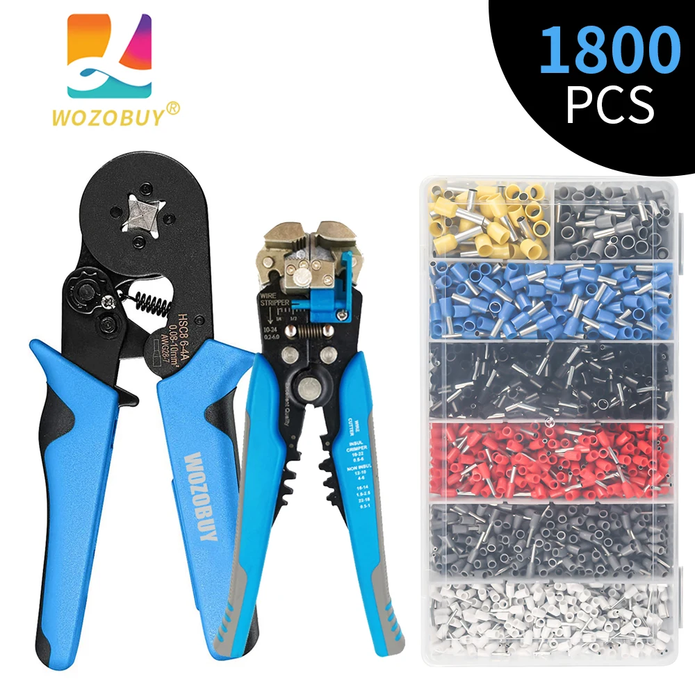 

WOZOBUY Crimping Tool Kit,HSC8 6-4A Pliers For Tube Terminal and Multifunctional Cutting Wire Pliers Tool for Stripping