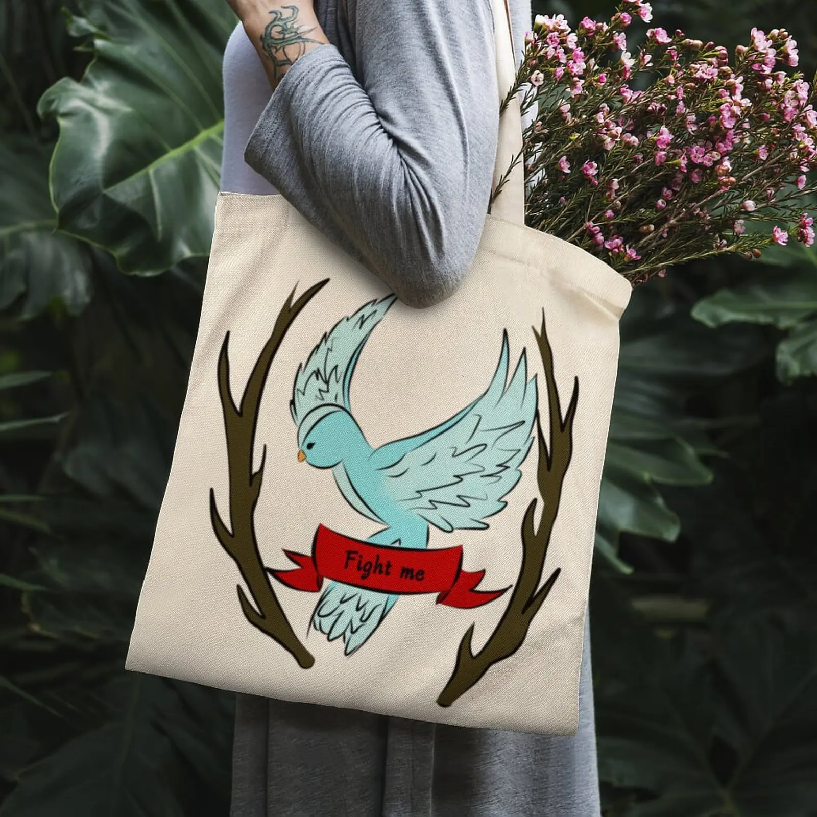 

Fight Me Eco-Friendly Tote Bag White Handbags Art School Books