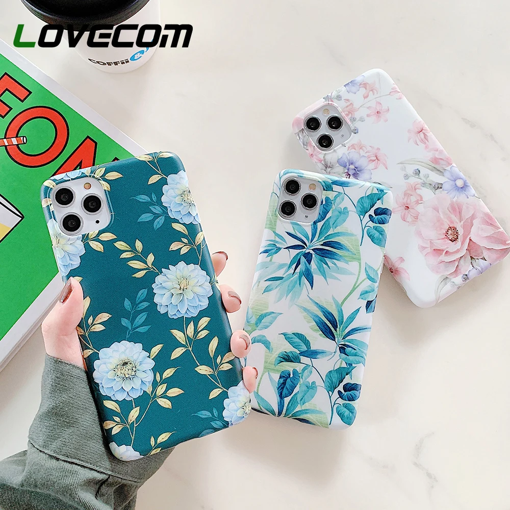 Винтажный чехол LOVECOM с зелеными листьями и цветами для iPhone 11 Pro Max X XS XR 6 6S 7 8 Plus