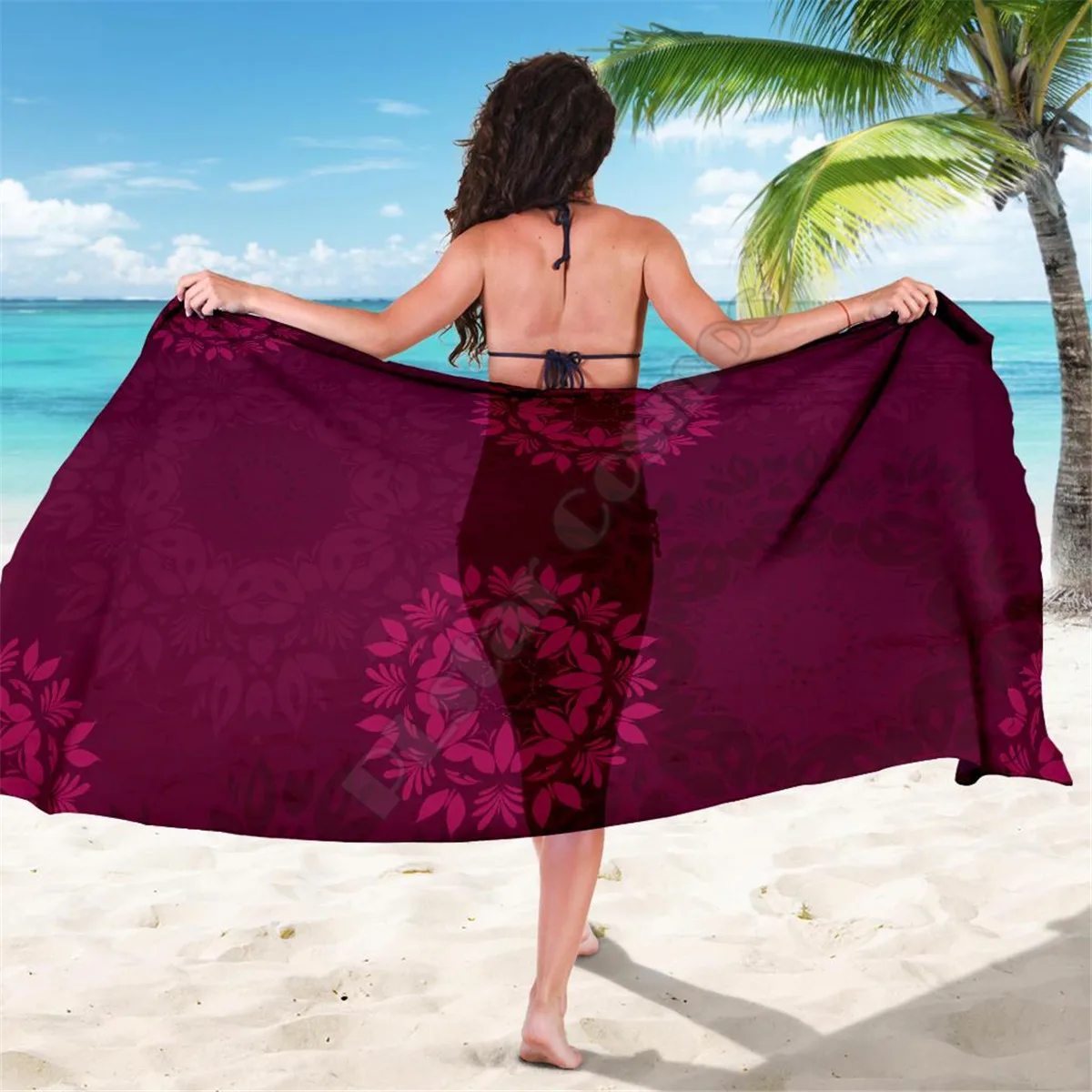 

Magenta Mandala Sarong 3D printed Towel Summer Seaside resort Casual Bohemian style Beach Towel