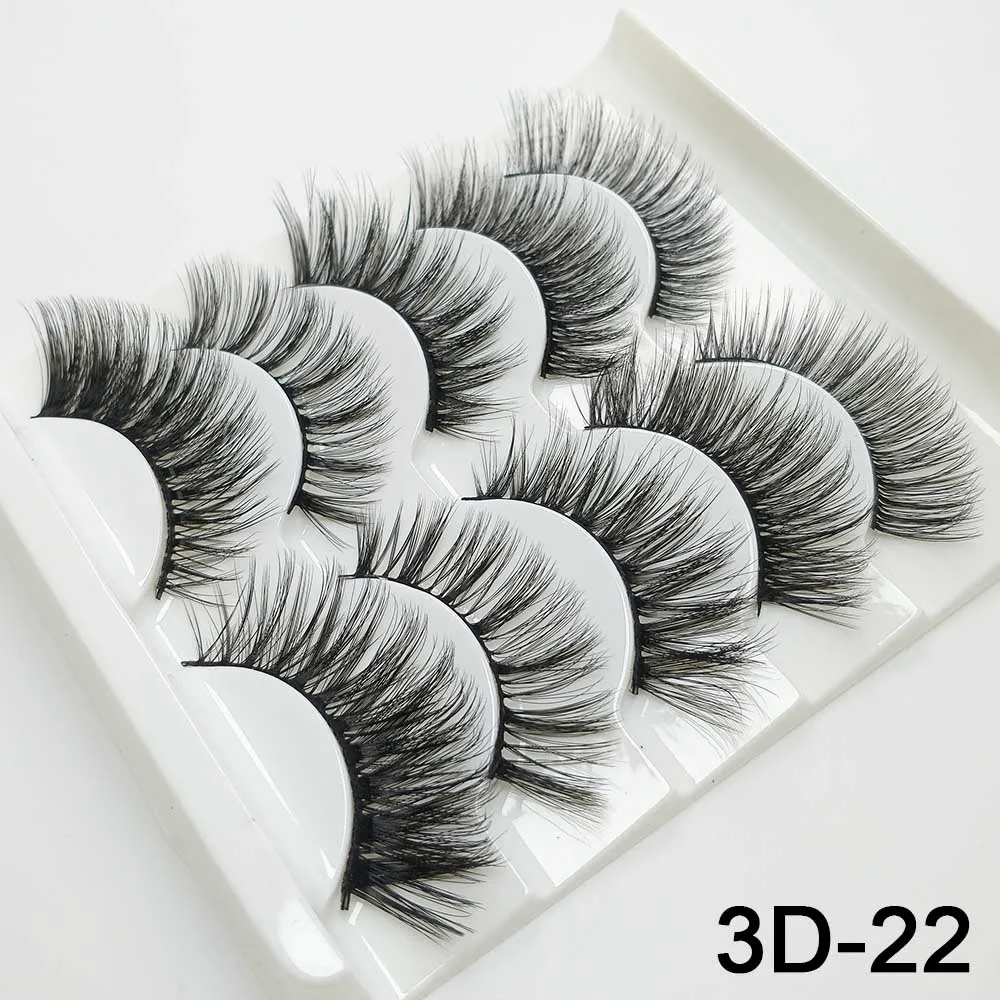 3D-22 5 пар норковых ресниц натуральные/толстые 3D Искусственные ресницы натуральные накладные ресницы ручной работы инструмент для макияжа накладные ресницы - Цвет: 3D-22