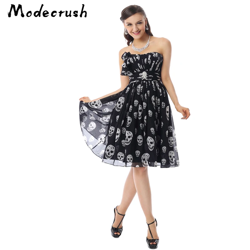 Modecrash Хэллоуин сексуальное черное платье с низким вырезом без бретелек 2019 костюм