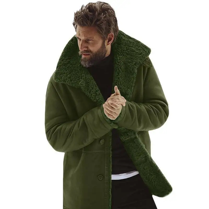 

Men's Plain Thick Warm Trench Coat Outwear Fleece Fur Liner Jackets Parka Coats