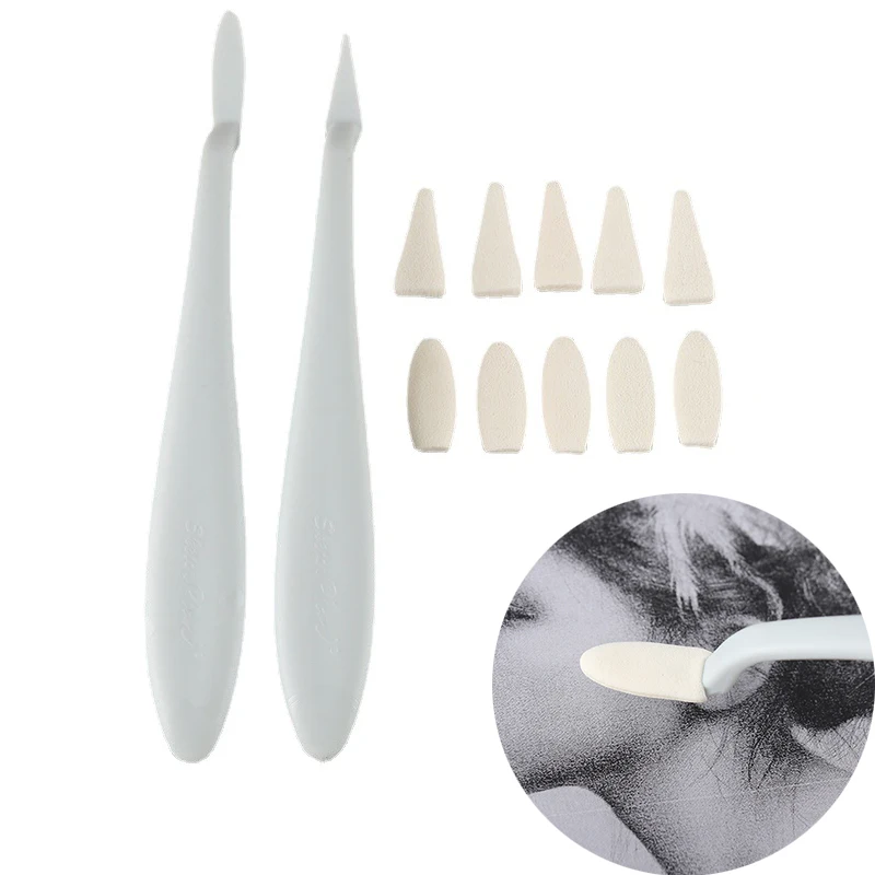 

12Pcs/Set Art Sketch Wipe Knife Washable Sponge Wiper Highlight Blooming Effect Smudge Erase Correction Tool For Artist Drawing