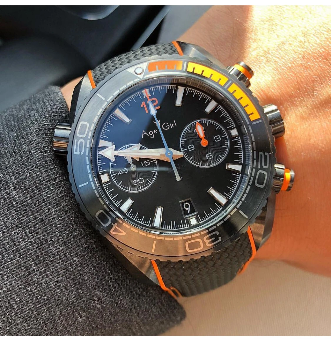 

Classic New 007 Men Professional Watch Ceramic Bezel Stainless Steel Orange Full Black Grey Chronograph Sapphire Stopwatch