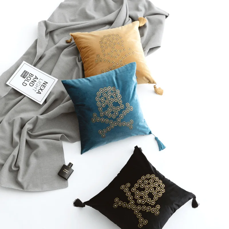 Роскошный дизайнерский Бархатный Чехол для подушки черная наволочка чехол