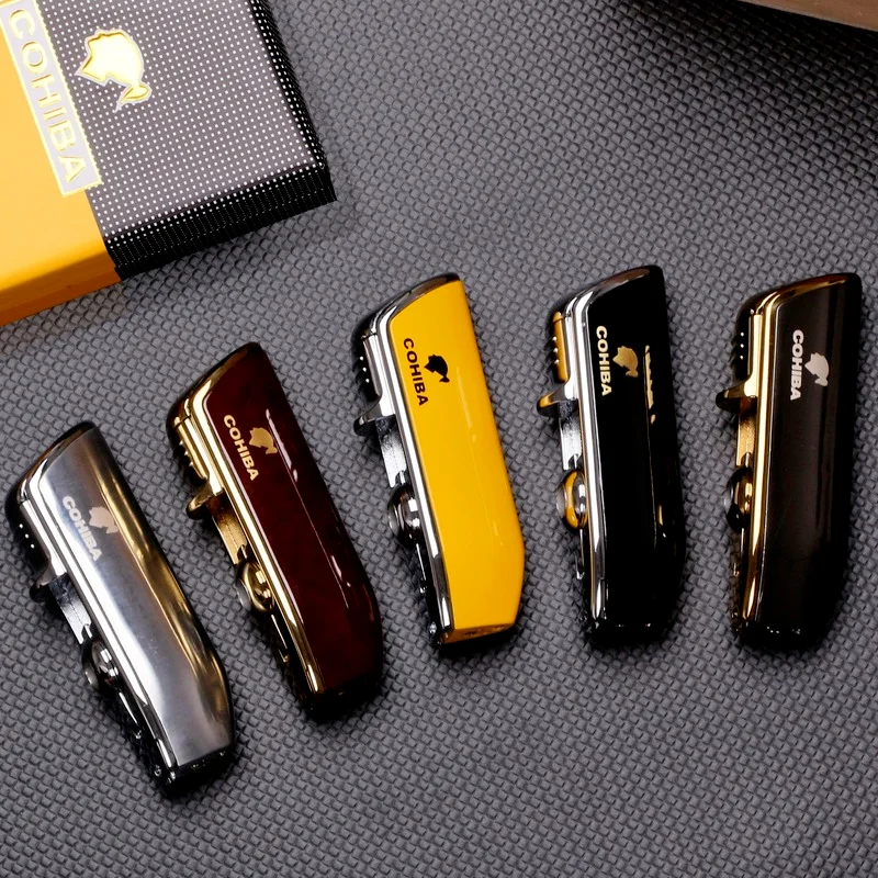 COHIBA зажигалка для сигар 3 струи пламени газофонарь Бутановая Зажигалка резак