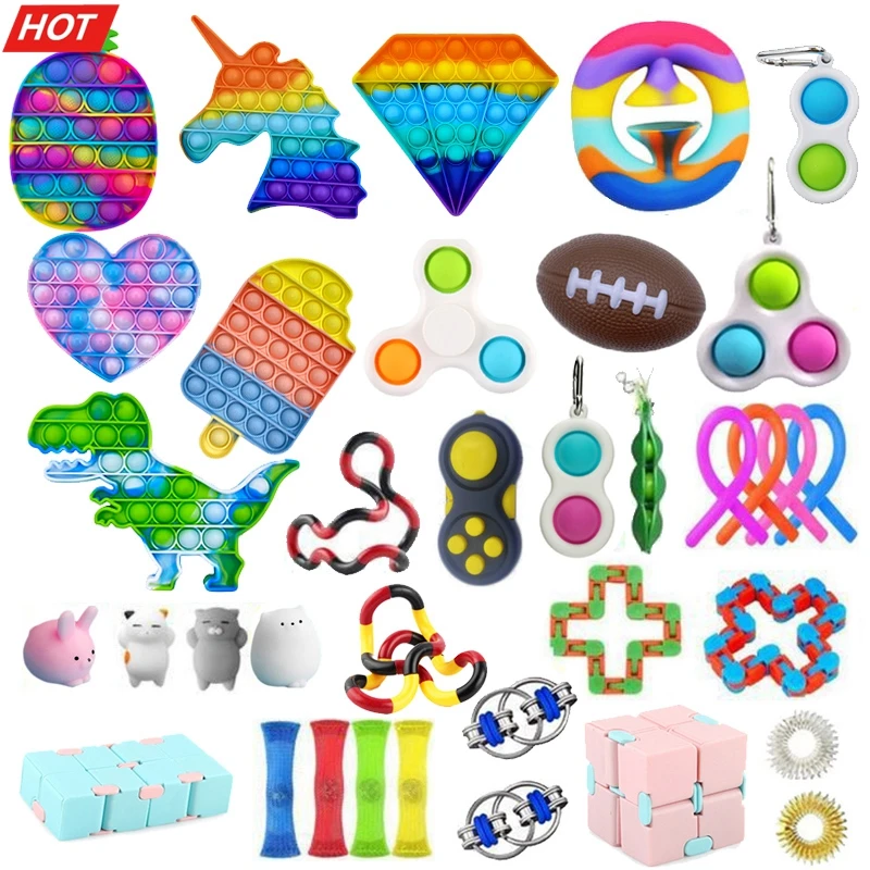 

25 шт игрушечный кубик для сенсорных набор, игрушка для снятия стресса, игрушки аутизм, тревожность снятия стресса Непоседа сенсорные игрушк...